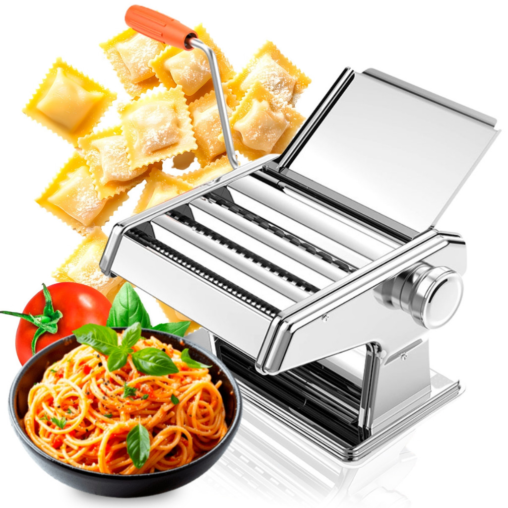 Máquina de Macarrão Manual Inox prepara espaguete talharim lasanha ravioli e massas caseiras