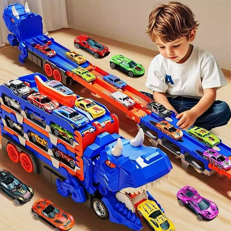 Caminhão Brinquedo de Dinossauro Divertido - Kit com 6 Carros e Pista ...