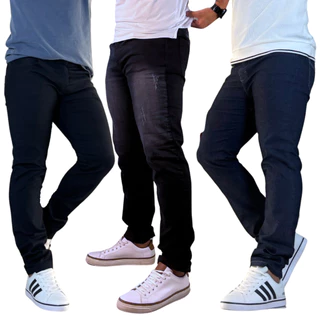 Kit 3 Calça Masculina Slim Elastano Premium Alta Elasticidade Até 3 Peças Versáteis | Moda 2026.