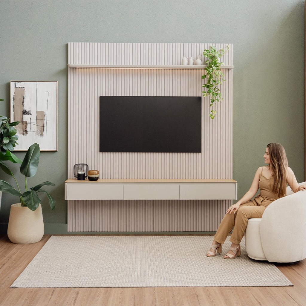Painel Ripado Modular 2,20m Nicho Curvo Led Linea Brasil | Shopee Brasil
