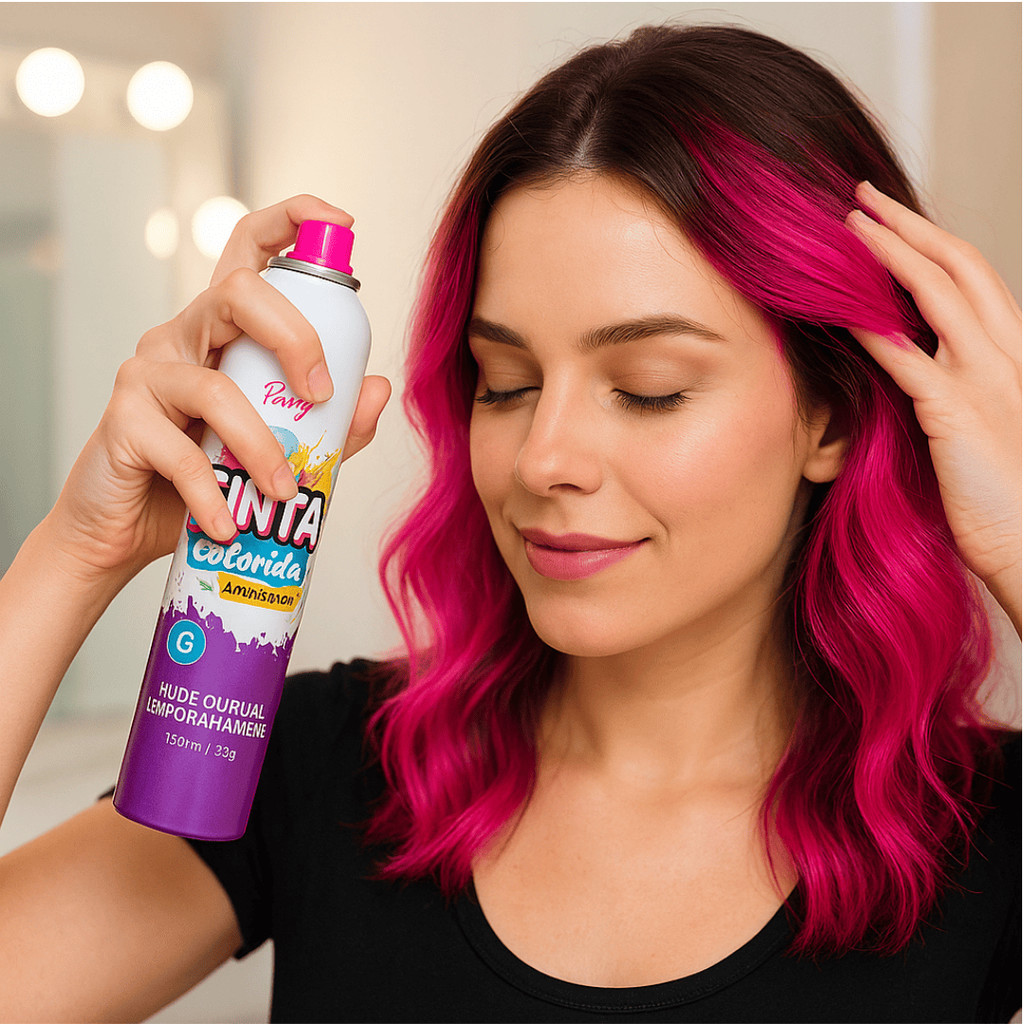 Tinta Colorida Spray Pink Neon para Cabelo Maluco 150ml My Party ...