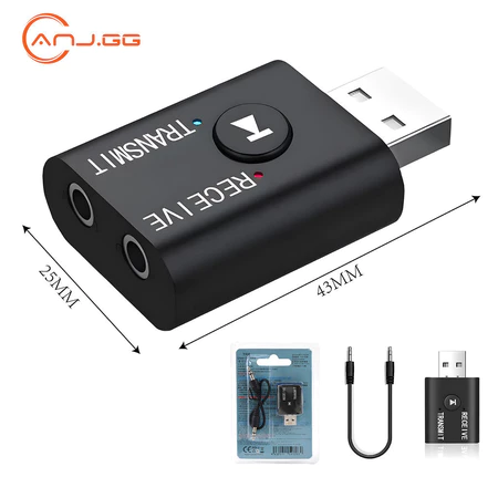 Adaptador Bluetooth 5.0 Receptor Transmissor USB P2 3.5mm Sem Fio Estéreo para Som Automotivo