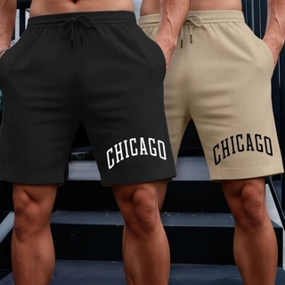 Kit 2 Bermudas Short Masculino em Moletom Chicago Academia Praia Lançamento