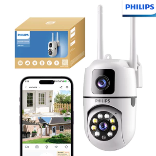 Câmera de Segurança philips PTZ 8MP WiFi 2.4G, IP66, Dupla Lente com 10x Zoom, Externa, Áudio Bidirecional, Alarme