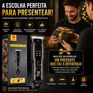 Máquina De Cortar Cabelo Profissional Recarregável Type-C Aparador Barba Acabamento Display LED HX8073
