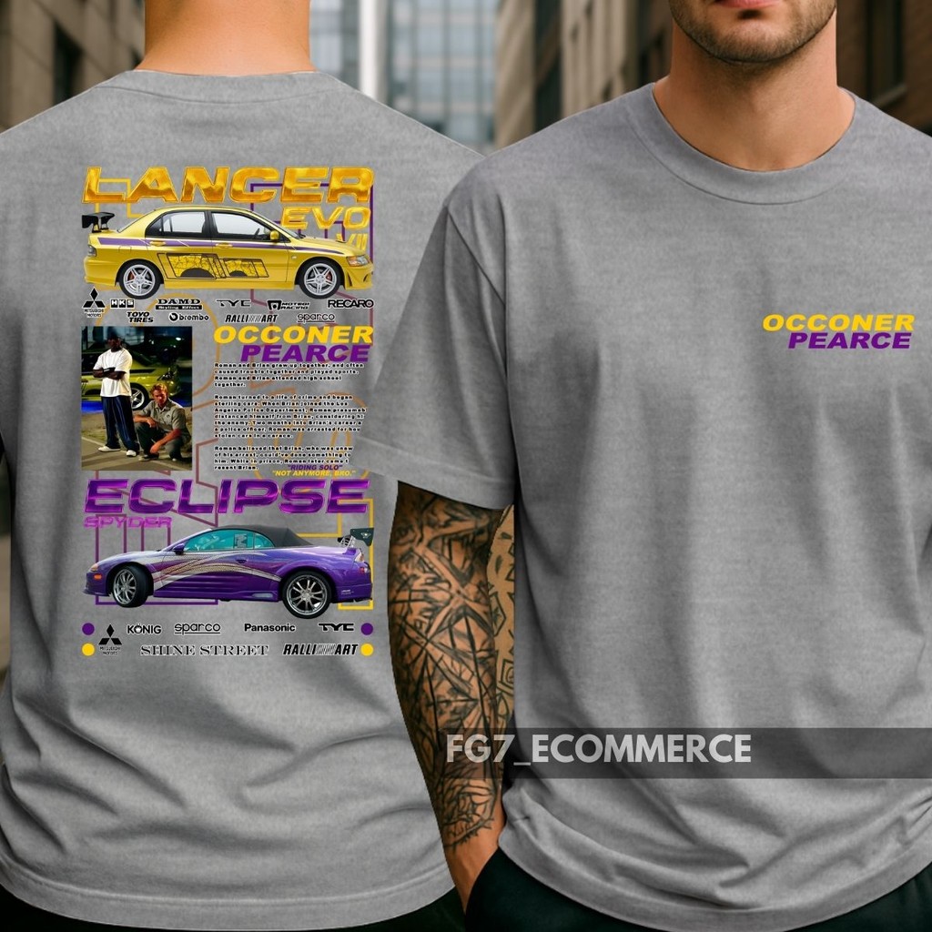 Camiseta Unissex Carros Velozes e Furiosos Eclipse Lancer Evo Brian ...