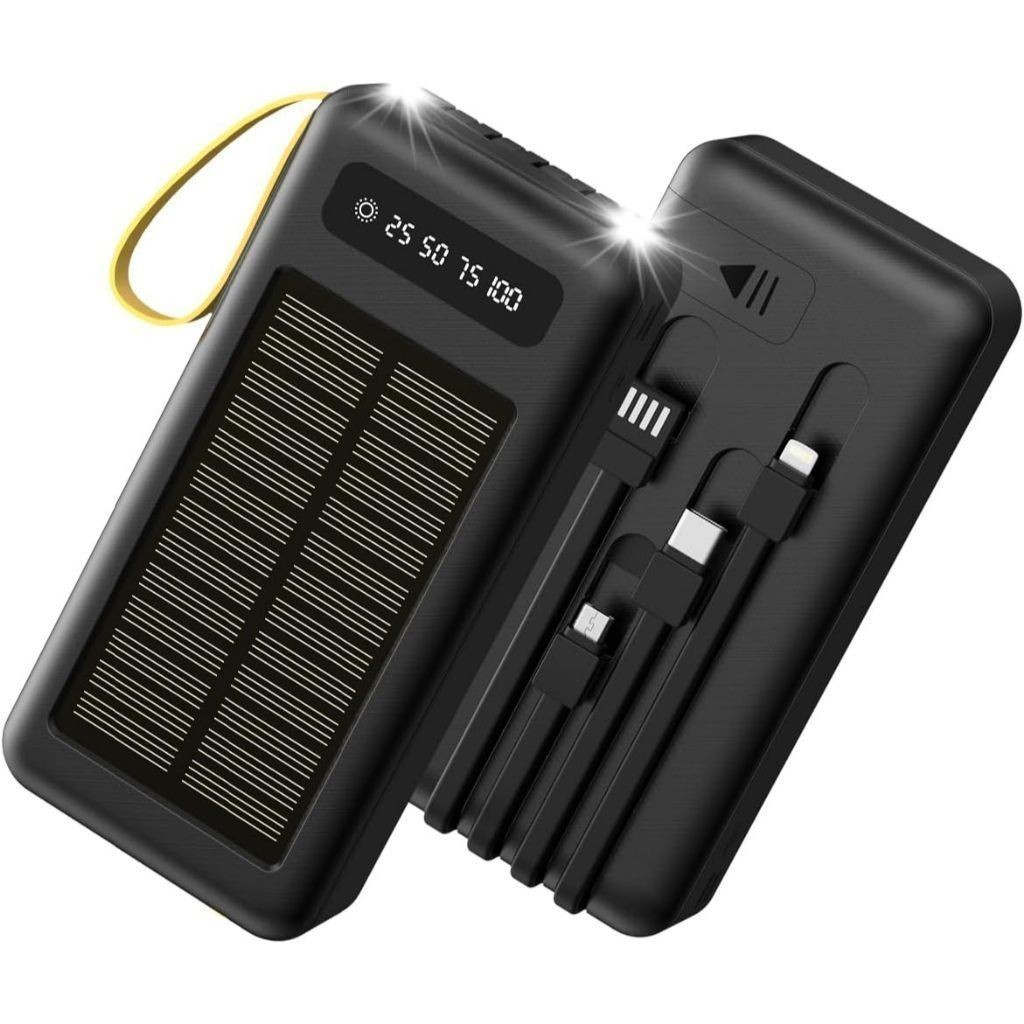 Product image Carregador Portátil Power Bank Solar 20.000mah Com cabos 5 Em1 LED lanterna 2