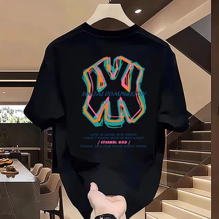 Camiseta casual da moda de verão, gola redonda, tamanho grande, solta, estilo unissex