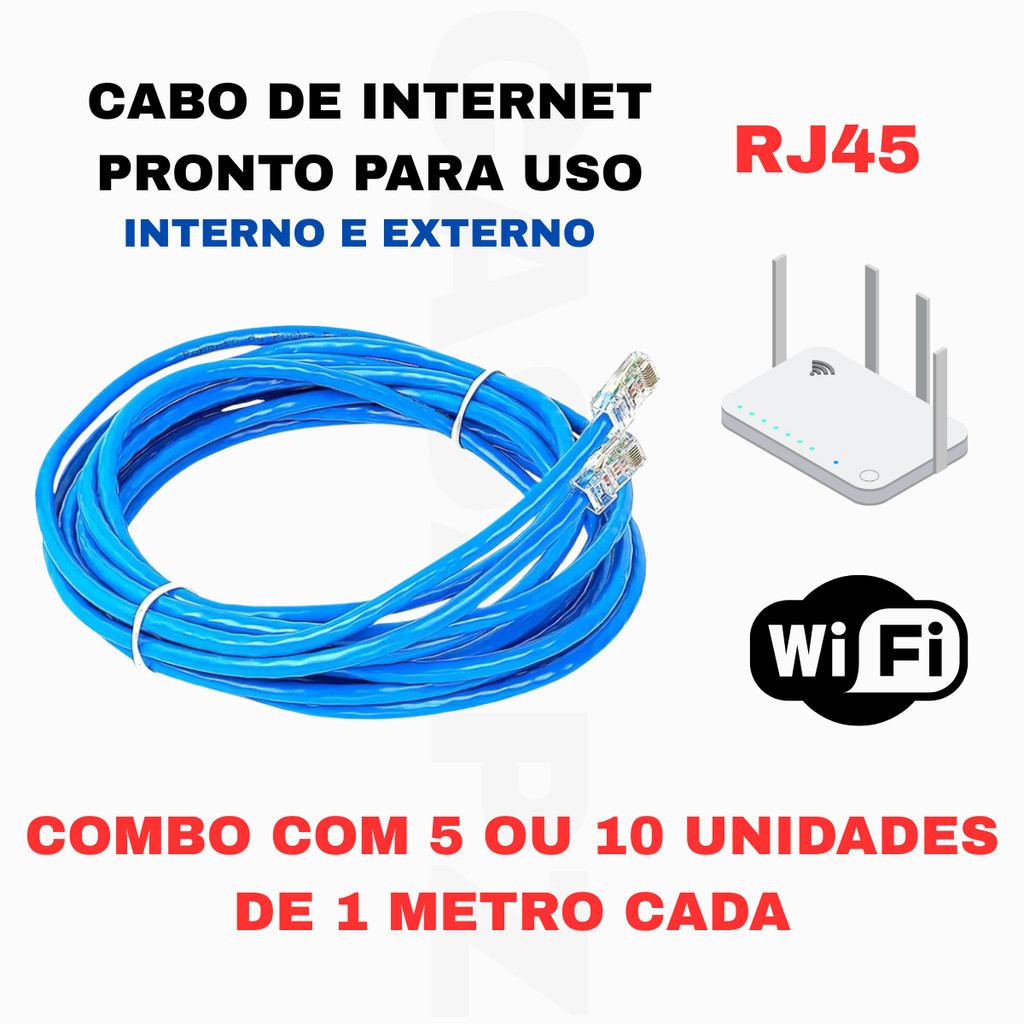 Cabo De Rede RJ45 Com 1 Metro Cada Internet Roteador Smart TV Câmera IP ...