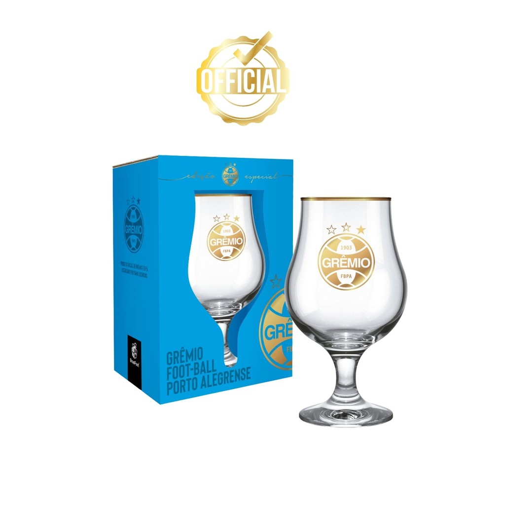 Taça Dublin 400ml Vidro Cristal Série Ouro Vinho Cerveja Choop Time ...