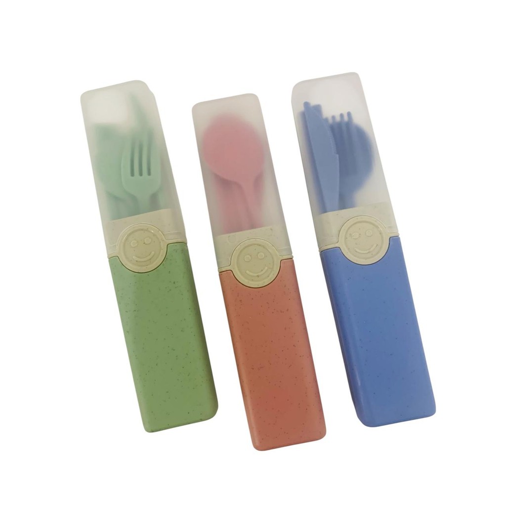 Kit de Talheres Compacto com Estojo Acompanha Hashi – Plástico Resistente para Escola e Trabalho