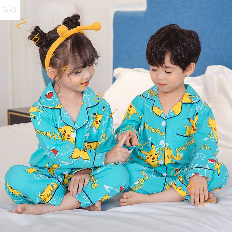 Pikachu Pijama infantil Meninos Meninas Outono Cartoon Manga Longa ...