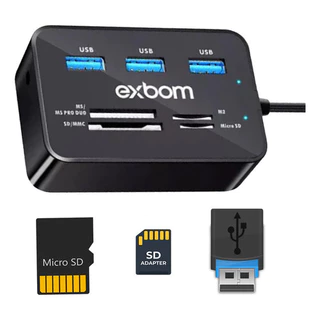 Hub 7 Em 1 3 Usb Leitor De Cartão Micro Sd/sd/ms/mms/m2