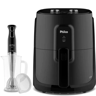 Kit Fritadeira Elétrica Air Fryer Cesto Gold Philco PAF55A 5.5 Litros e Mixer Britânia Inox BMX355P em Oferta na Shopee