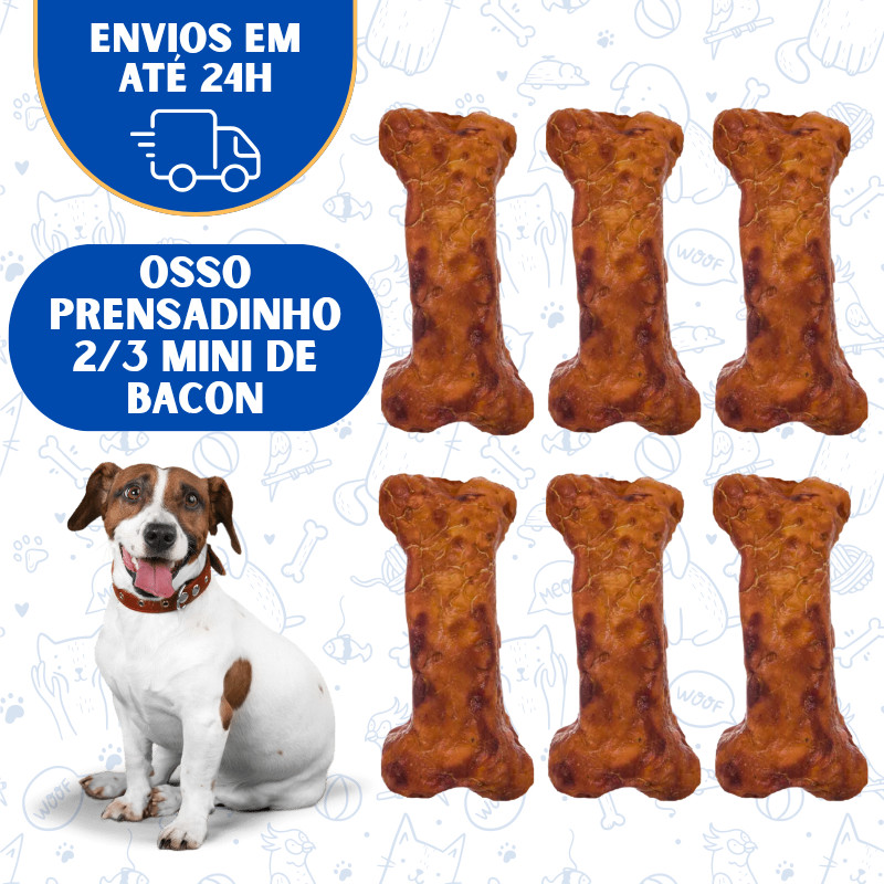 Petisco Natural para Cachorro Osso Prensado Mini Defumado Bacon 6 Unidades em Oferta na Shopee