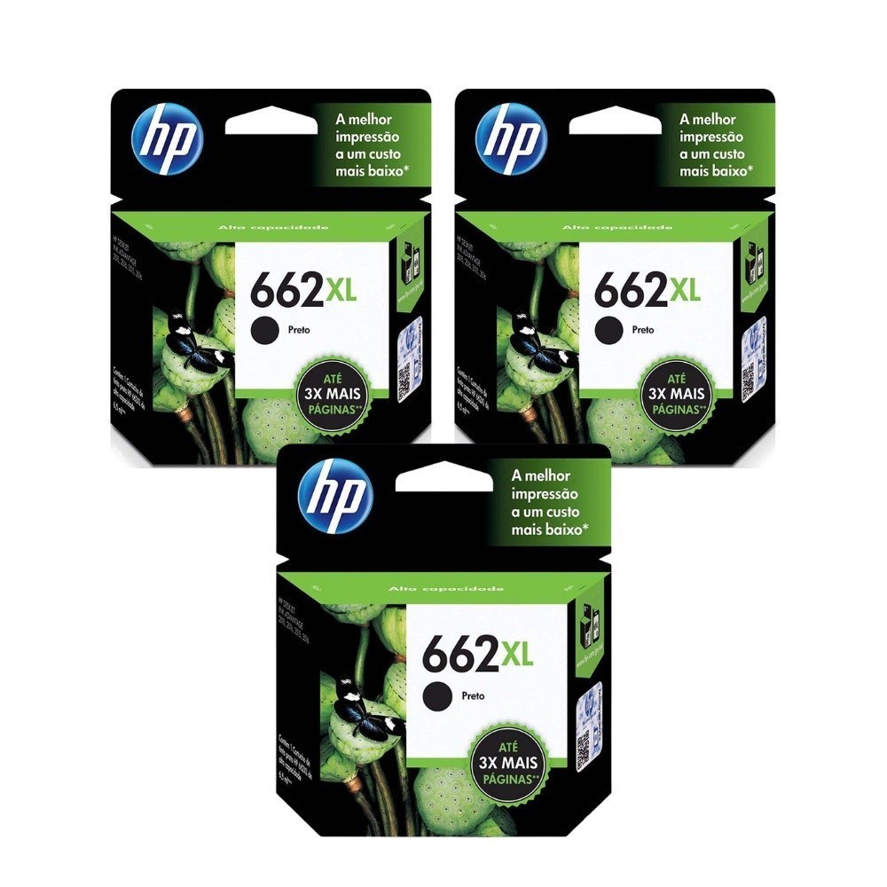 3 Cartuchos HP 662 XL Preto Cz105ab Original Lacrado Impressora Tinta ...