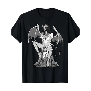 Camiseta Unissex Premium Plus size Anjo Satânico Gótico Básica Oversized 100% Algodão Confecção Própria