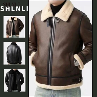 Outono Inverno Lã De Cordeiro Pele Casaco Masculino De Uma Peça Espessada Com Jaqueta De Veludo Adicionada