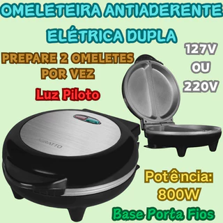 Omeleteira Antiaderente Elétrica Dupla Acabamento Em Inox Base Antiderrapante 800W 127V Ou 220V em Oferta na Shopee