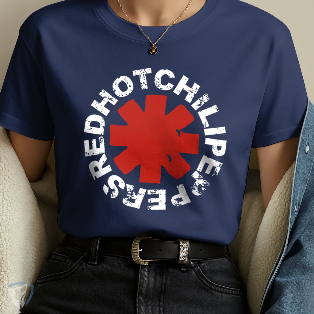 Camiseta Red Hot Chili Peppers Rock | Logo Circular com Asterisco