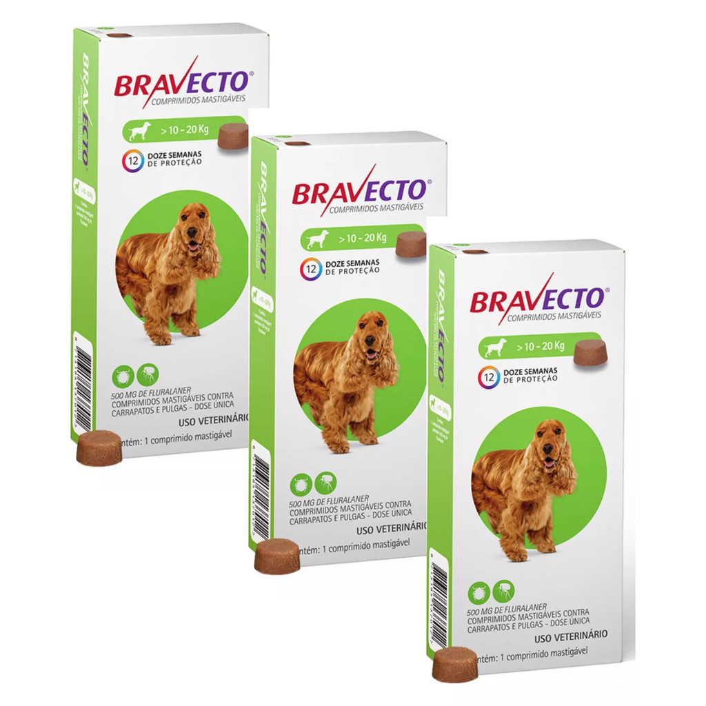 Kit 3x Antipulgas Bravecto Original De 10 A 20 Kg Envio Imediato ...