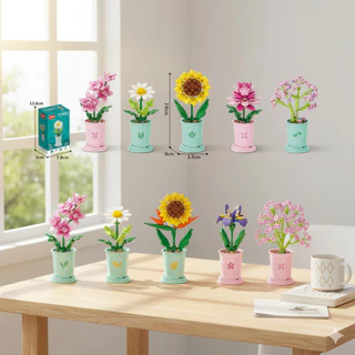 Mini Flores de Montar em Blocos - Decoração Criativa para Casa e Escritório