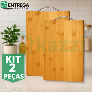 Tabua de Carne de Bambu Multiuso 32x22cm Tábua de Corte para Cozinha e Churrasco Frios Lisa