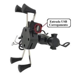 Suporte Para Motocicletas Usb Pra Carregador 360 Rotação