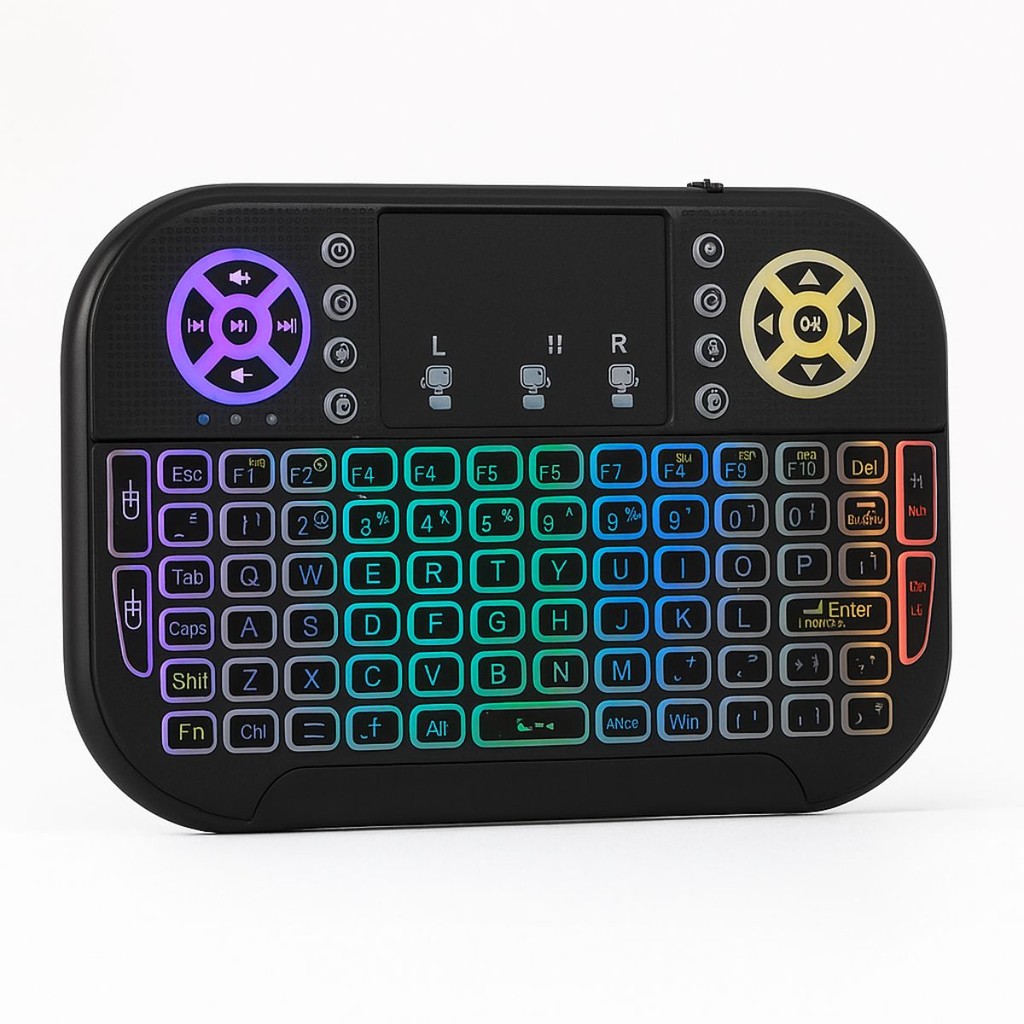 Mini Teclado Sem Fio Preto com Luz LED Colorido Teclas Iluminadas em ...
