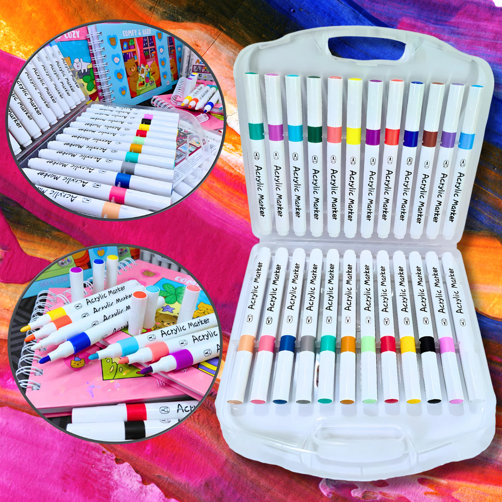 Kit 24 Canetinhas Marcador Acrílico Efeito Livro Luz Branca infantil ...