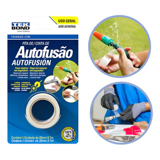 Adesivo Fita Autofusão Tekbond 25mm X 1m Prova D'água Transp Transparente