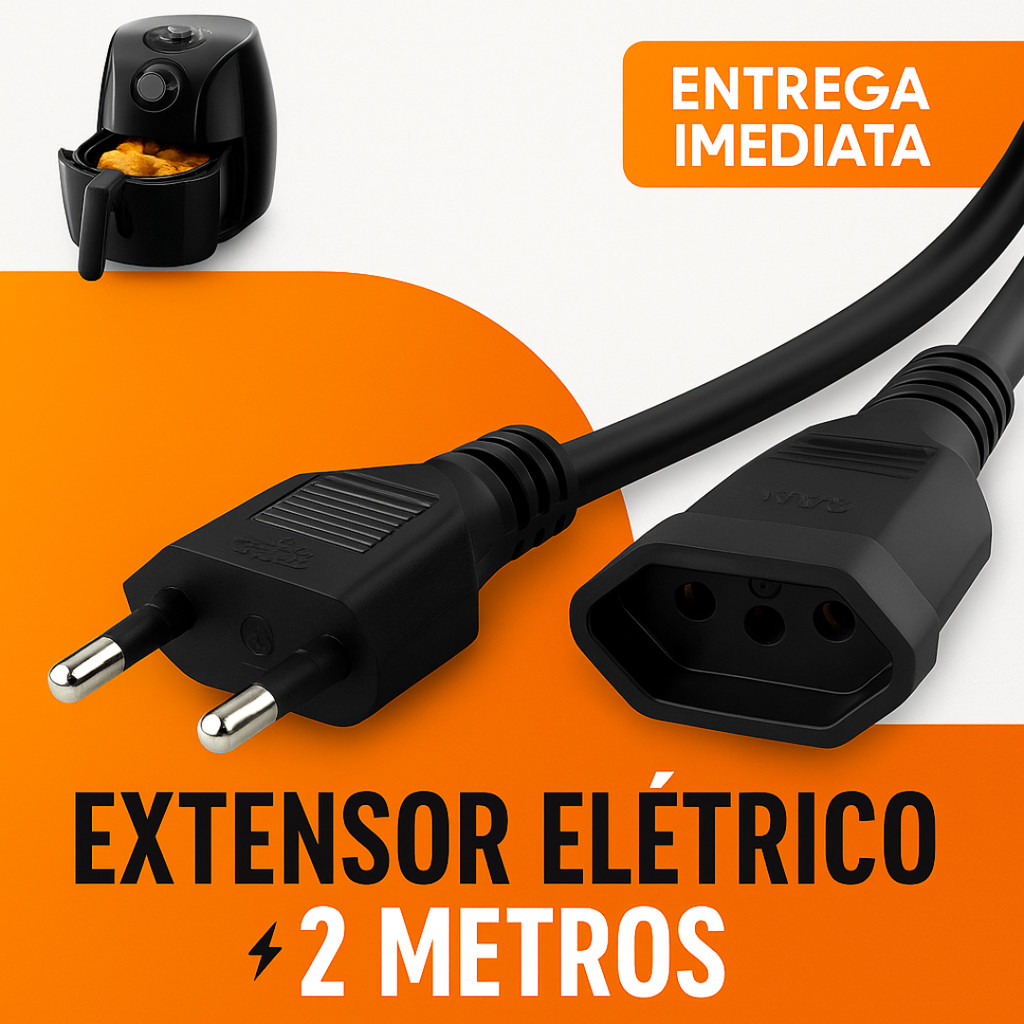 Extensor Elétrico 2 Metros Cabo PP Bivolt para Casa e Escritório ...