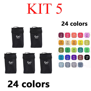 kit 5  24 Cores Caneta Marcadora De Cabeça Dupla Oleosa Montagem Artística Para Estudantes Material Escolar marisa em Oferta na Shopee