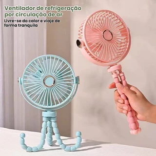 Ventilador Portátil de Carrinho de Bebê - 3 Velocidades, USB Recarregável Garra Ajustável 360°
