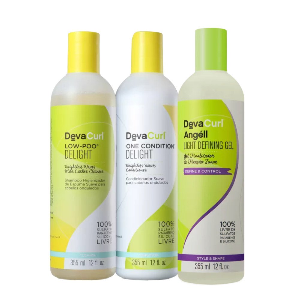 Kit Deva Curl Delight Shampoo Low Poo + Condicionador + Gel Finalizador ...