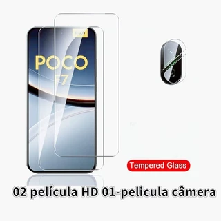 1-3 Película Vidro Sem borda Preta HD e Vidro de Câmera Xiaomi Poco F7 Poco F7 Ultra Poco F7 Pro