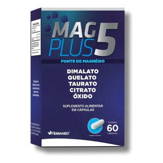 Mag Plus 5 Magnésios Dimalato Quelato Taurato Citrato Óxido 60 Cáps - Herbamed
