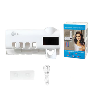 Porta Escovas De Dente Esterilizador Com Dispenser De Pasta Desinfecção UV em Oferta na Shopee