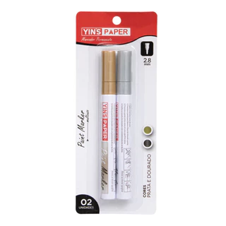 Marcador Permanente Multiuso Prata e Dourado Yins Paper em Oferta na Shopee
