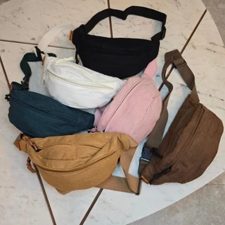 Pochete Bag Lateral Peitoral Veludo Cotelê Camurça Unissex | Caramelo Branco Rosa Marrom Preto Verde