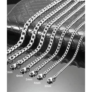 Colar De Corrente De Aço Inoxidável, Cor De Aço Não Desbota, Corrente Grumm De 3mm, 4mm, 5mm E 6mm, Promoção