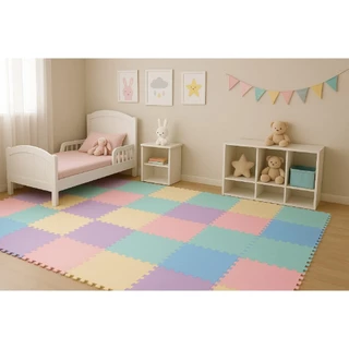 Kit 10 Tatames Tapetes EVA 10mm 50x50x1cm Candy Color Premium com Bordas de Acabamento