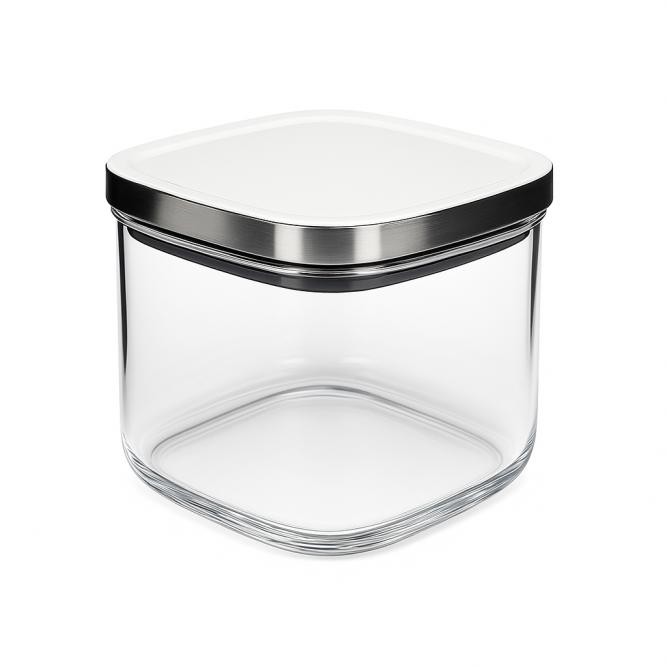 Pote de Vidro para Mantimentos Tampa Hermetica Inox Quadrado 600 ml Promointer