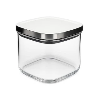 Pote de Vidro para Mantimentos Tampa Hermetica Inox Quadrado 600 ml Promointer