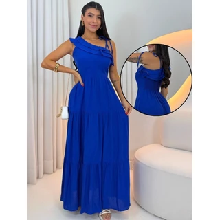 Vestido Feminino Longo com Forro Viscolinho Elegante em Oferta na Shopee
