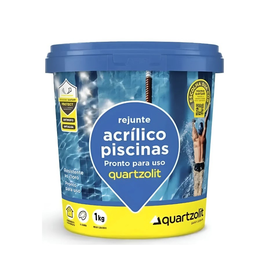 Rejunte Acrílico Para Piscina Quartzolit Branco e Cinza Platina 1kg ...