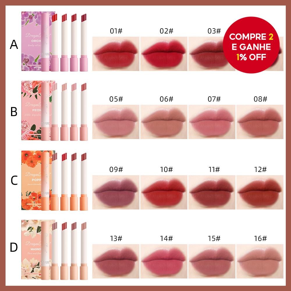 Novo Conjunto de Caixa de Batons Ranee Four Dragon com Acabamento Matte ...