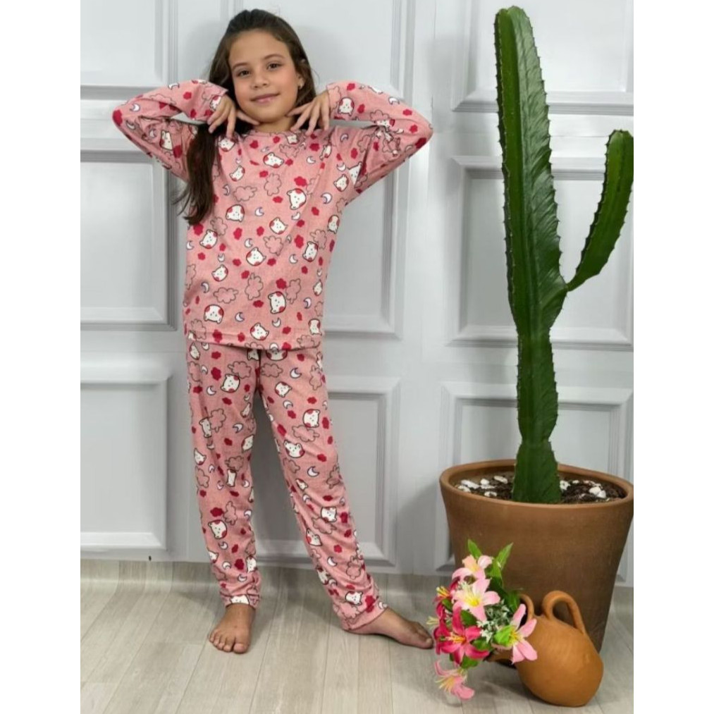 Pijama Estampado Infantil Menina Manga Longa Criança Suede Frio Calça Blusa Conjunto Inverno Dormir em Oferta na Shopee