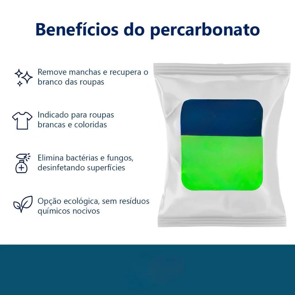 Percarbonato de Sódio 100% Puro Limpeza Em Geral Tira Manchas Roupas Brancas 500g/1kg /2kg - Imagem 3