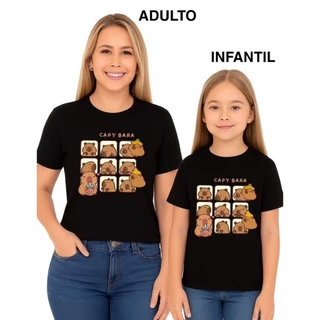 Camiseta Infantil Capivara Quadrinhos Adulto Capibara Básica Moda Atual